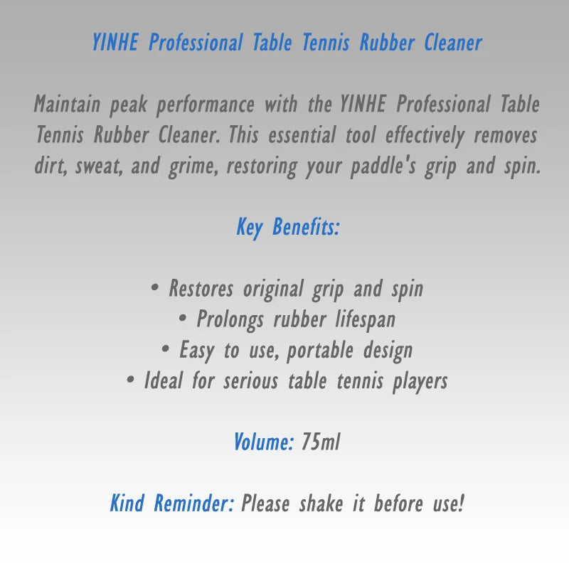 YINHE Professional Table Tennis Rubber Cleaner 75ml Portable