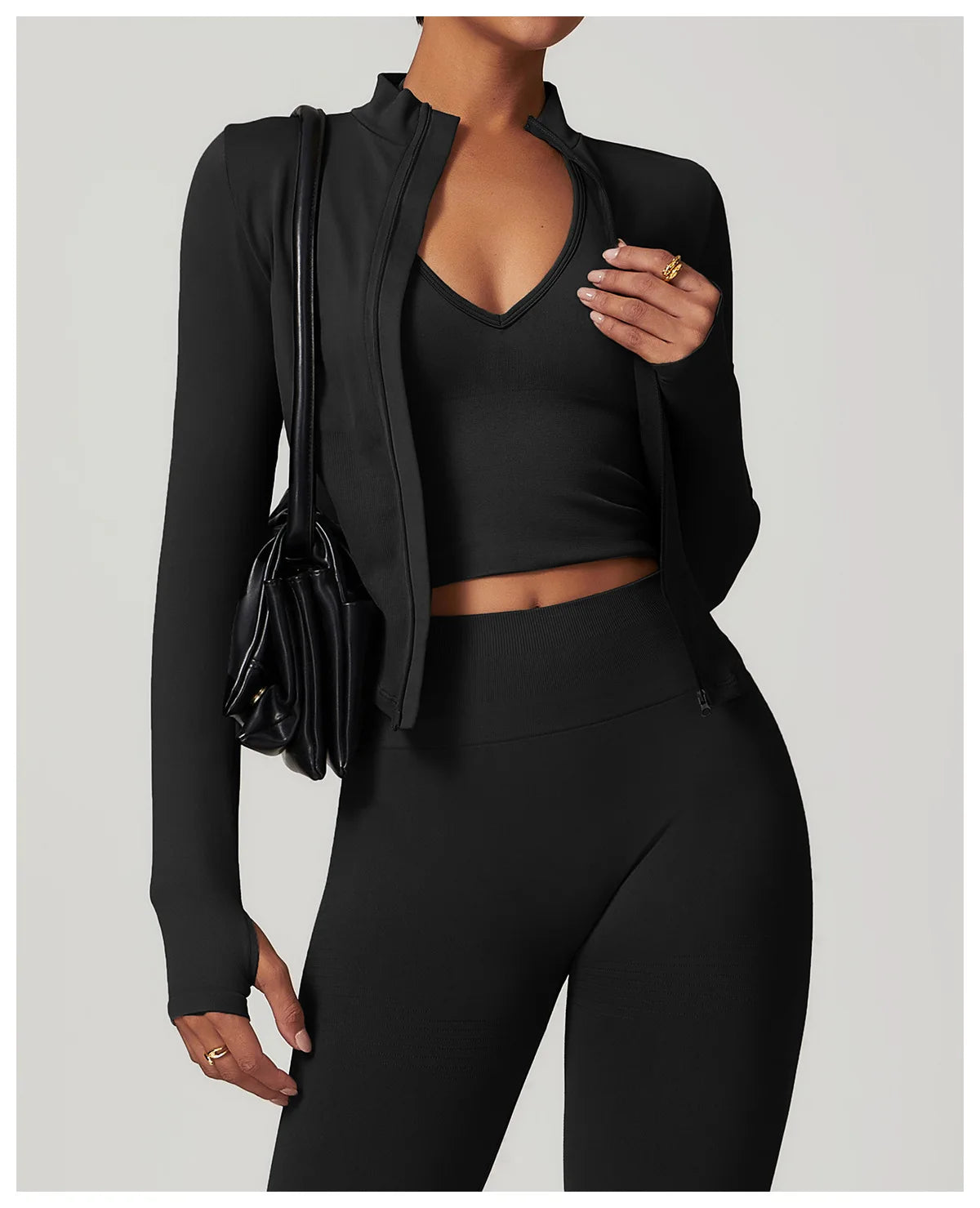 Zipper Jacket Women Crop Tops Yoga T-shirts Solid Sports Top
