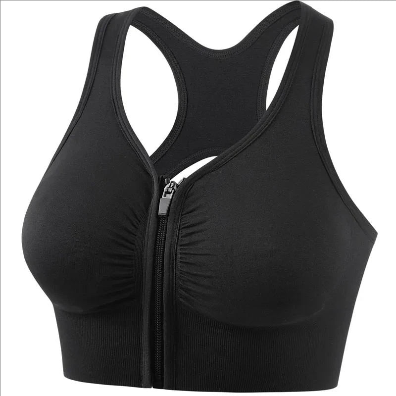Women s sports bra fitness top front zipper design sports