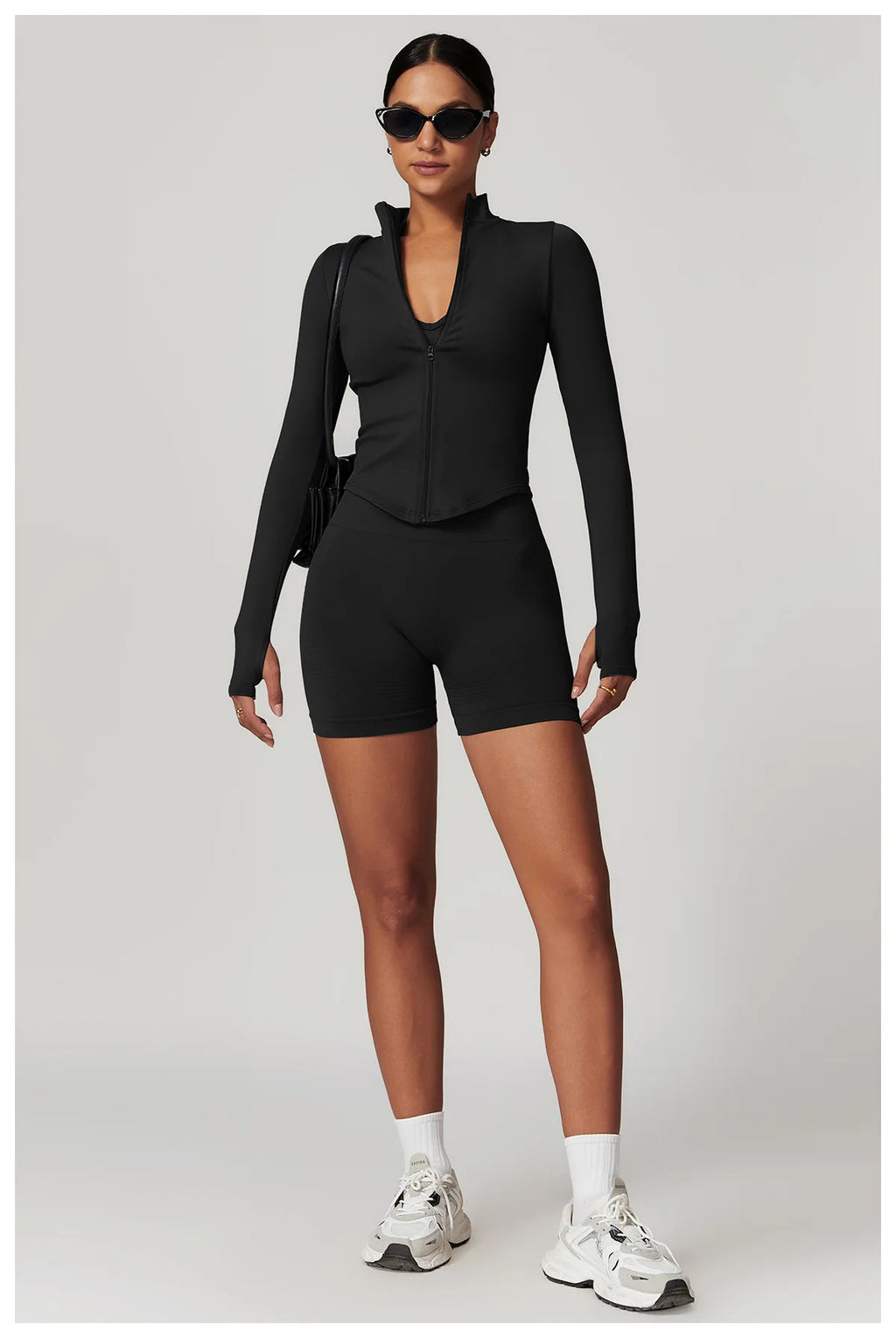 Zipper Jacket Women Crop Tops Yoga T-shirts Solid Sports Top