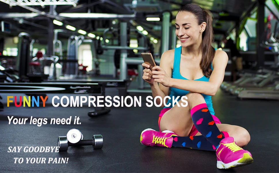 6 Pairs Solid Color Compression Socks Nurse Compression