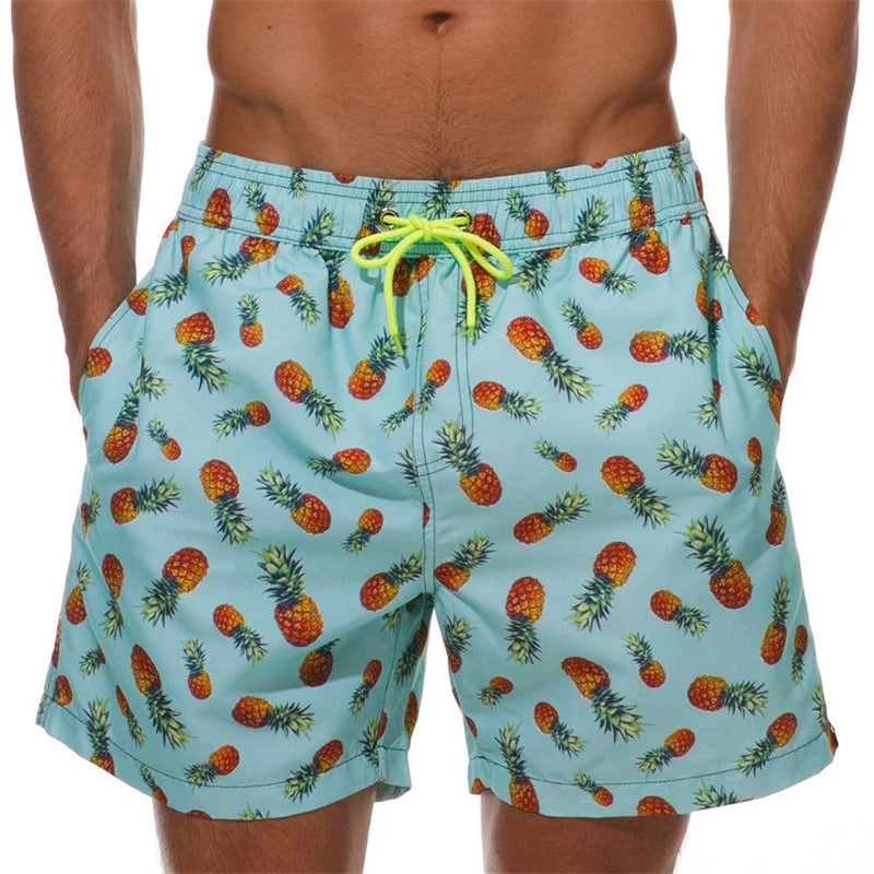 New 3D Simple Graphic Beach Shorts Men Women Fruit Pineapple