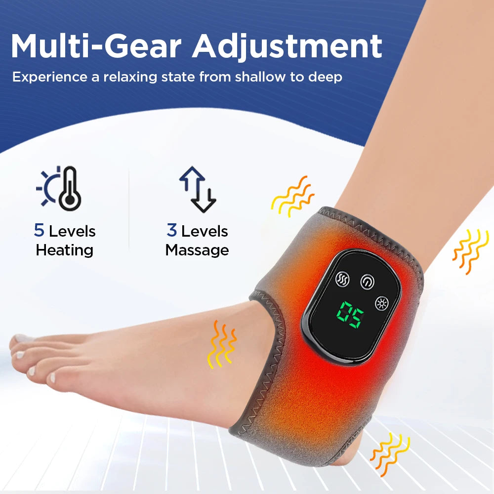 Electric Foot Ankle Massager Heat Vibration Cordless Heating