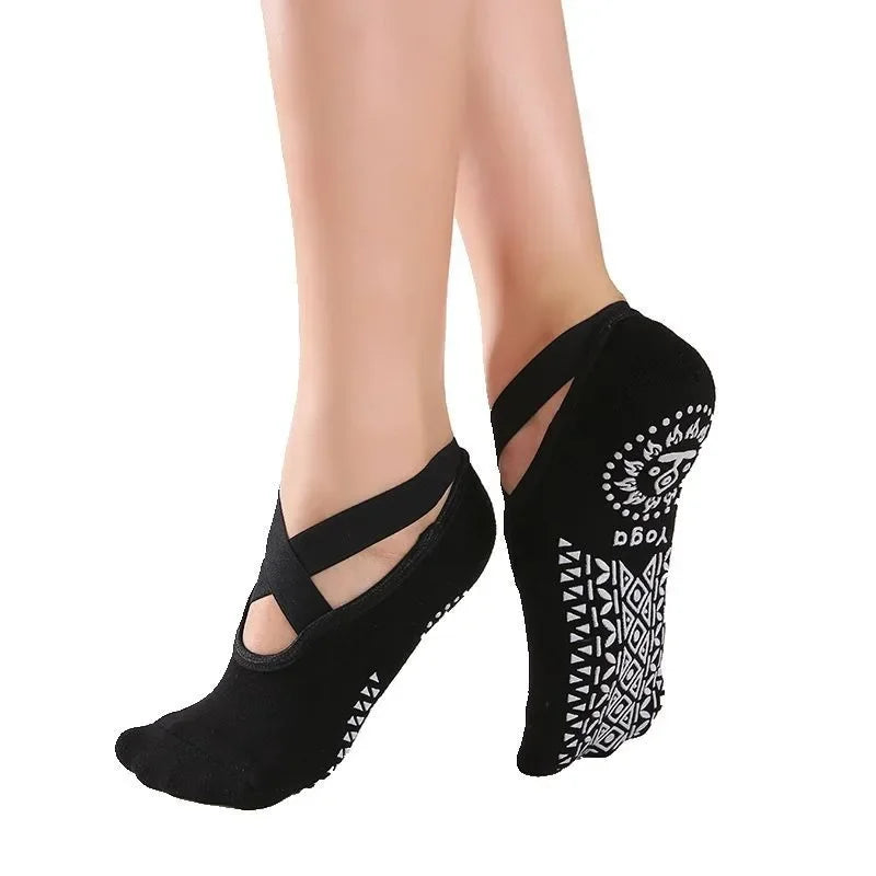 Women Yoga Socks Anti Slip Bandage Sports Ladies Girls Ballet Socks Dance Sock Slippers Yoga Socks Non Slip Acupressure 