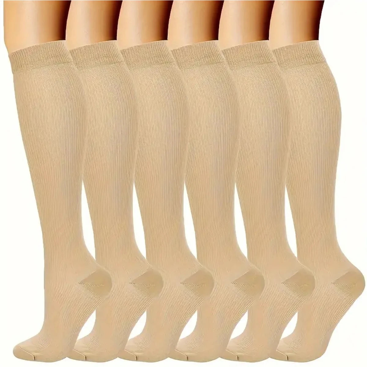 6 Pairs Solid Color Compression Socks Nurse Compression