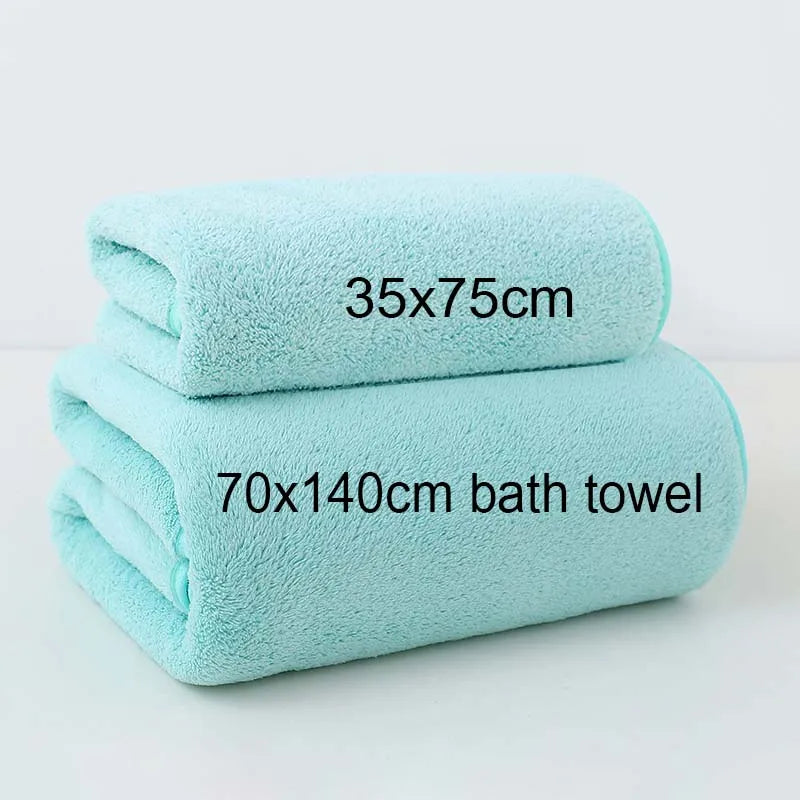 Coral Fleece Thickened Towel Bath Towel Set Solid Color Soft
