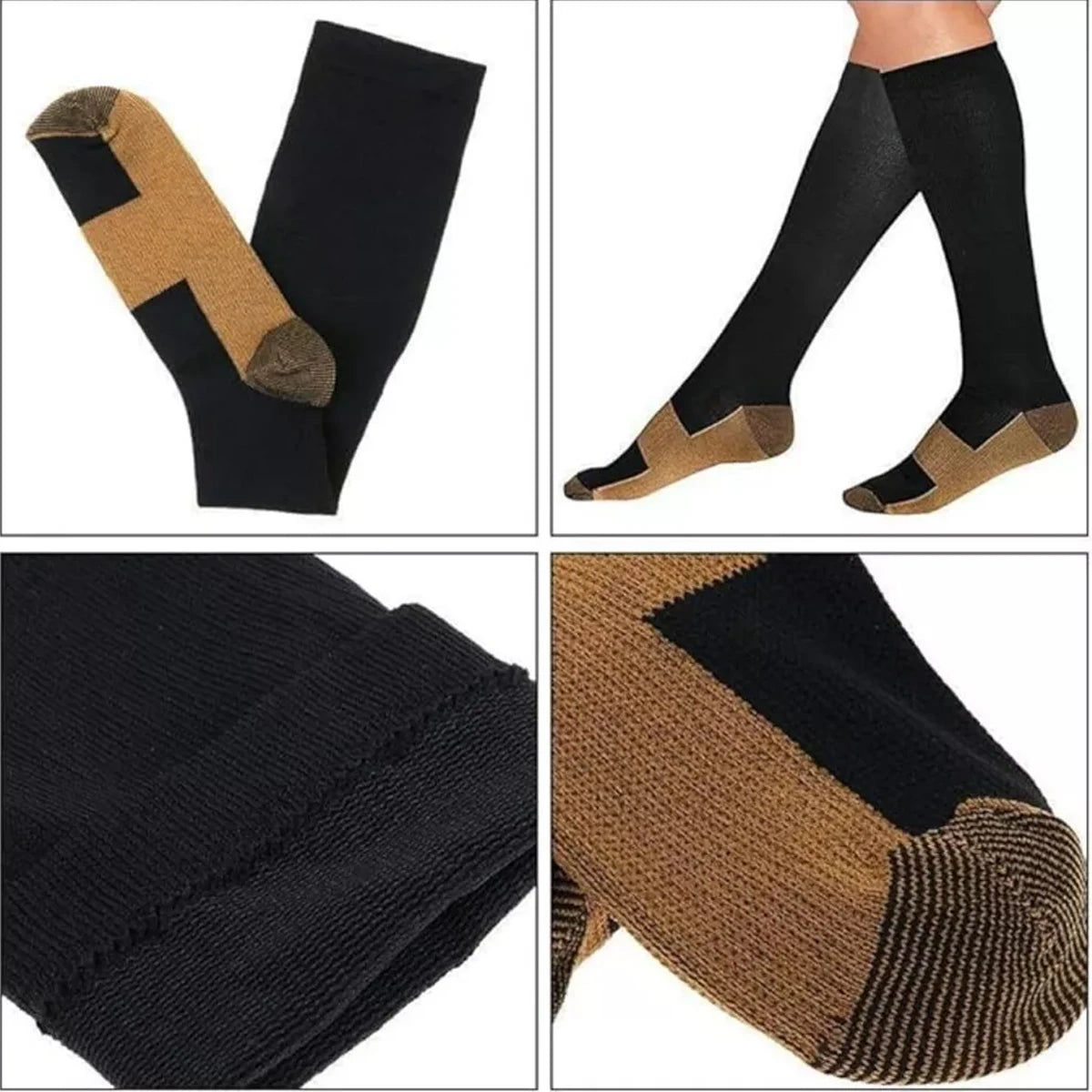 5Pair Sports Copper Compression Socks Anti Varicose Veins